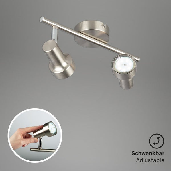 LED Deckenleuchte Spotleuchte 2xGU10 schwenkbar 3000K 12W Matt-Nickel Briloner