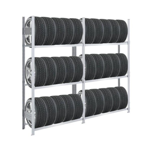 PROREGAL Reifenregal Tire Pro Made In Germany HxBxT 200 x 200 x 43 cm 3 Ebenen 150 kg Fachlast Bis Zu 10 Reifen Pro Ebene Verzinkt