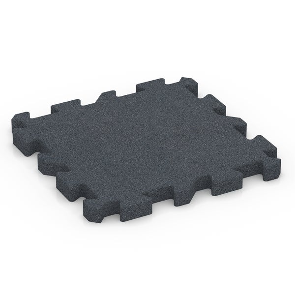 Quadratische Bodenschutzmatte aus Gummigranulat mit Puzzle-Rand.
