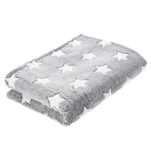 FRANK FLECHTWAREN | Kuscheldecke White-Stars, POLYESTER, 128 x 152 cm