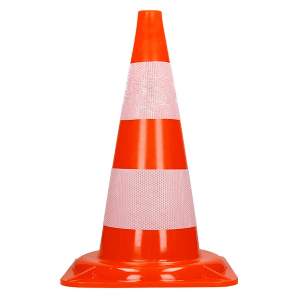 ECD Germany 10 Stück Verkehrskegel Pylone 47 cm, Orange-Weiß, Verkehrsleitkegel mit 2 reflektierenden Streifen, stapelbar & flexibel, Warnleitkegel Warnkegel Leitkegel Verkehrshütchen Markierungskegel