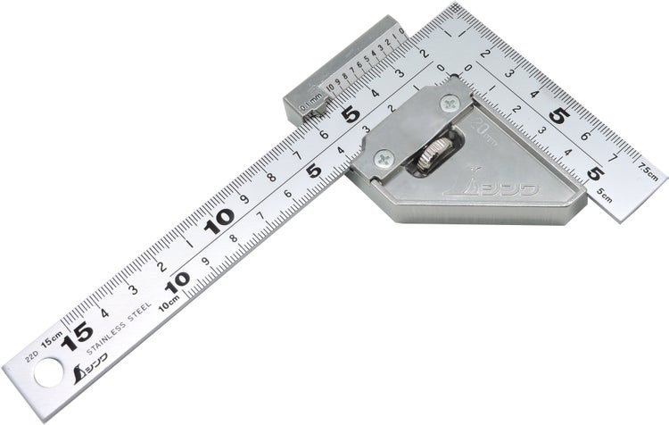 Shinwa Zimmermannswinkel mit Stopper 15x7,5 cm, Edelstahl