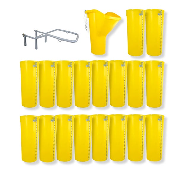 Bauschuttrutschen-Set SIRL XXL Profi | 20-teilig | 20,03m Länge | Einfülltrichter, Halterung & 18 Schuttrohre | Gelb