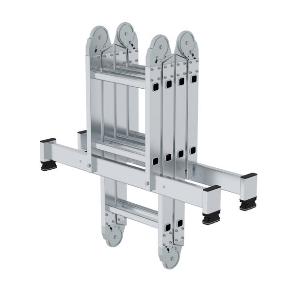 PROREGAL Vielzweckleiter 4-Teilig mit Traverse und Holzbelag 2 x 2 & 2 x 3 Sprossen