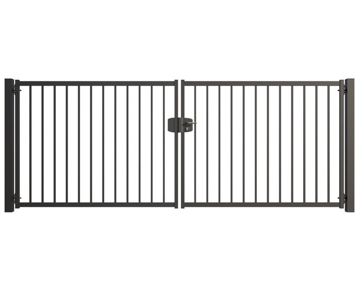 Doppeltor aus Metall mit Schloss für den Gartenzaun