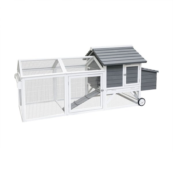 Home Deluxe Hühnerstall aus Holz FERA - 224 x 107 cm | Großes, wetterfestes Holzgehege mit Auslauf