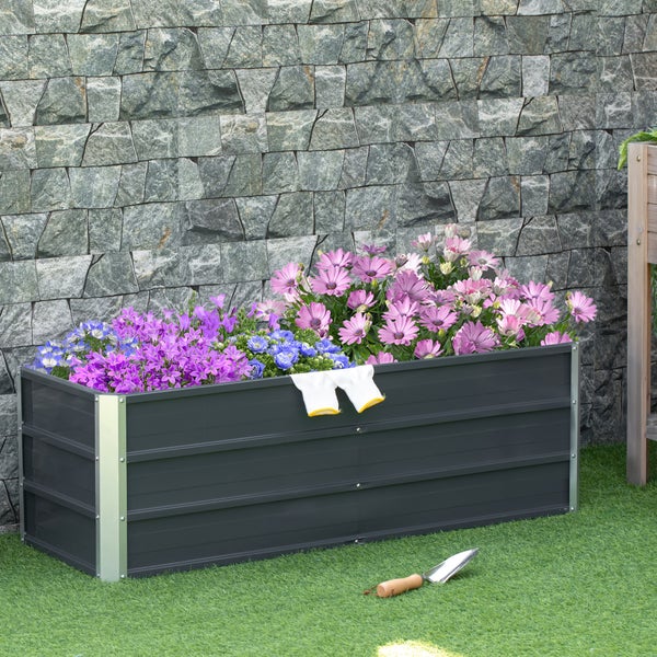 Outsunny Hochbeet, 125L x 47B x 40H cm, Stahl, grau