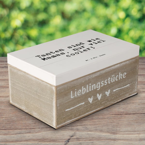 Mr. & Mrs. Panda 19 x 12 cm Holzkiste Tanten sind wie Mamas,... - Weiß