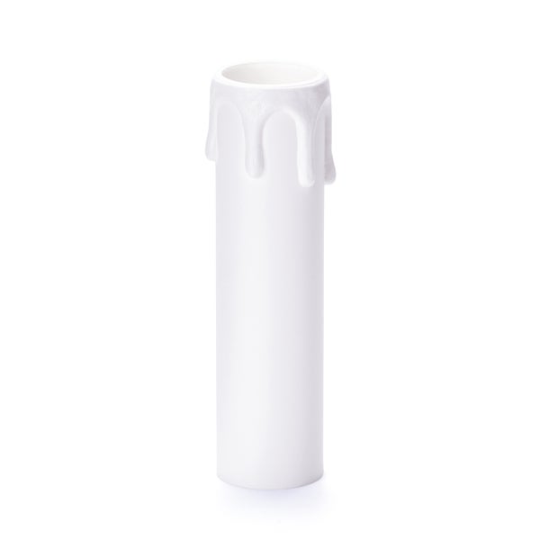 Kerzenhülse mit Tropfen für Kerzenfassung E14 Kronleuchter Kerzenhülle aus Kunststoff ø26mm L100mm Weiß