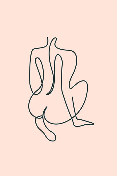 Eine Strichzeichnung einer sitzenden Person