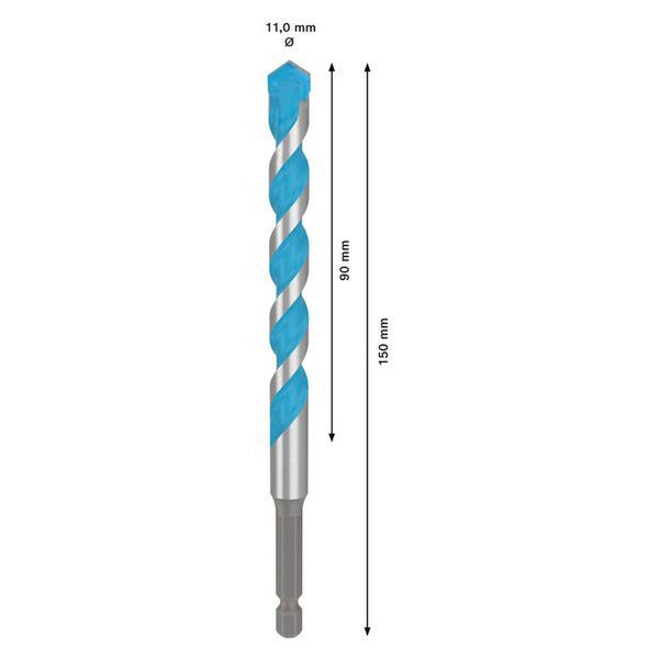 Bohrer mit einem Durchmesser von 11 Millimetern und einer Länge von 150 Millimetern