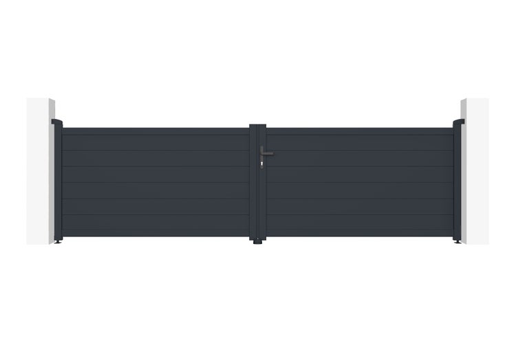 Doppelflügeltor 4m EIGER 400B115 Aluminium Grau