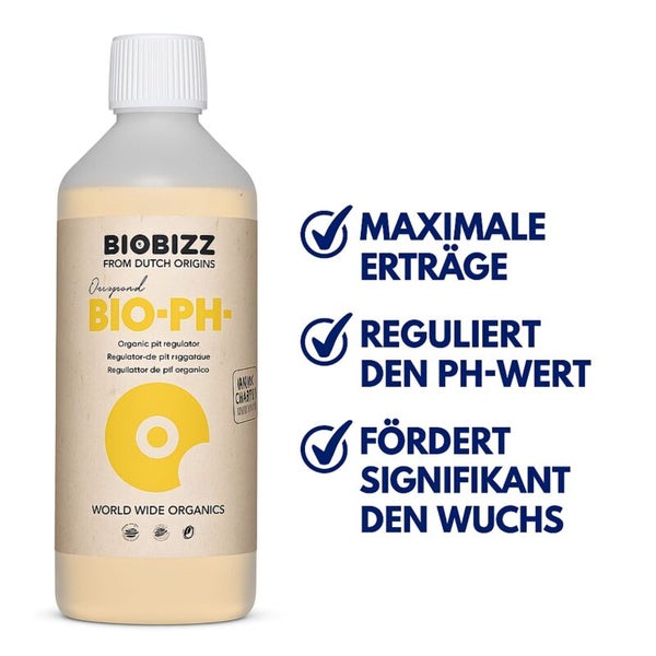 Biobizz Bio-pH organischer pH-Regulator zur Maximierung der Erträge, Regulierung des pH-Werts und Förderung des Pflanzenwachstums.