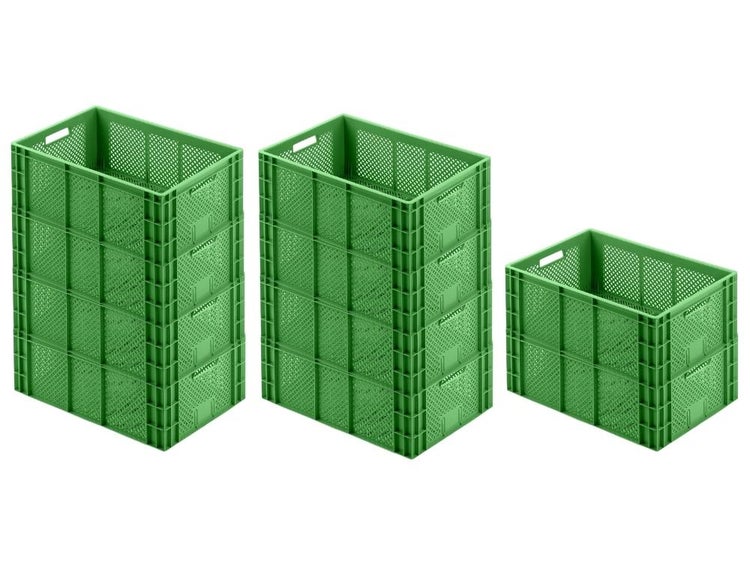 PROREGAL SparSet 10x Eurobehälter Obst- und Gemüsekasten HxBxT 22 x 40 x 60 cm 43 Liter Grün Obst-Gemüsekiste Obstkorb Transportbox