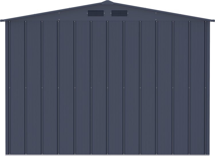 Metallgartenhaus mit Satteldach und Lüftungsgittern