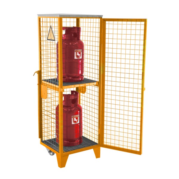 Bauer Gasflaschen-Depot GFD-R 2, Gelborange, 1 Tür, Drahtgitter für 2x 11 kg-Gasflaschen