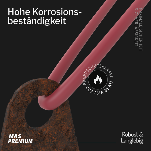 MAS PREMIUM Kabel mit hoher Korrosionsbeständigkeit und Brandschutzklasse CCA. Robust und langlebig für maximale Sicherheit.
