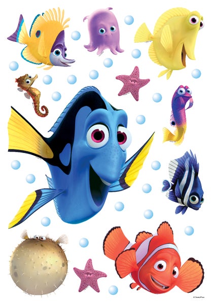 Disney Wandtattoo Findet Dorie Blau, Gelb und Orange - 65 x 42.5 cm - 600113