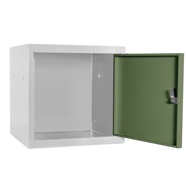 PROREGAL Mega Deal | 5x Schließfachwürfel Blocky mit Drehriegelschloss für Vorhängeschloss | HxBxT 40x40x40cm | Lichtgrau/Grün | Tresor, Schließfach