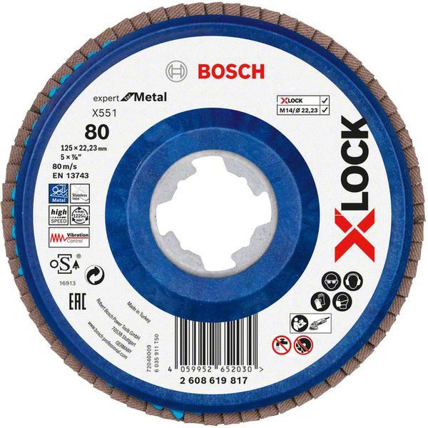 Bosch Expert Metall X551 Schleifmopteller, 125 Millimeter, X-Lock Aufnahme