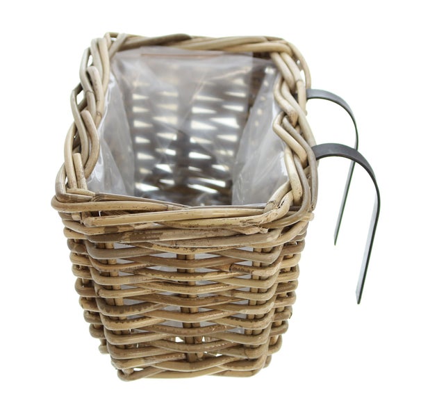 FRANK FLECHTWAREN | Balkonpflanzer Rattan, klein, RATTAN, 30 x 18 x 16 cm