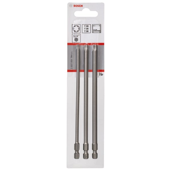 Bosch Logo, Satz Torx-Bits T20, T25, T30, Länge 152 mm, 1/4-Zoll-Schaft