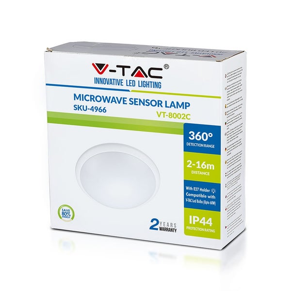 Verpackung einer Mikrowellensensorlampe von V-TAC mit LED-Beleuchtung