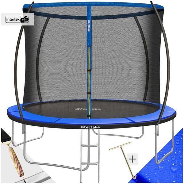 Tectake Trampolin mit Sicherheitsnetz, Leiter, Zugfeder und Intertek GS Zeichen