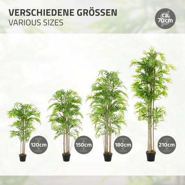 ML-Design Künstlicher Bambus 120 cm, Künstliche Pflanzen groß, Kunstpflanze mit Echtholzstamm, Fake Plastik Pflanze Dekoration im Topf für Indoor und Outdoor, Kunstbaum wie echt für Wohnzimmer Büro