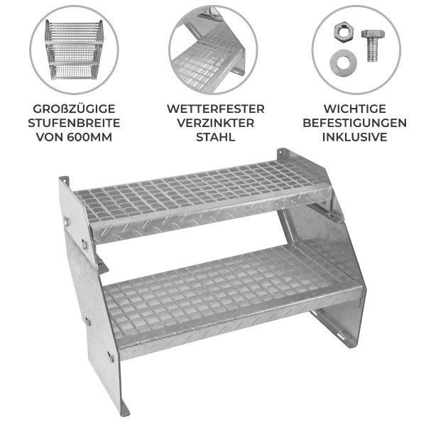Verstellbare Zweiteilige Verzinkter Stahl Treppe – 600mm breit