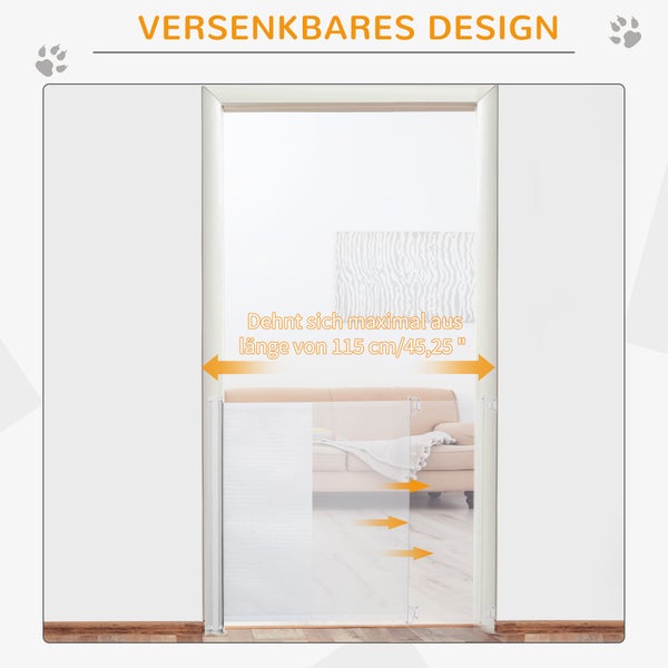 PawHut Hunde-Trennwand, 115L x 5,5B x 82,5H cm, Stahlrahmen, Kunststoff, Weiß