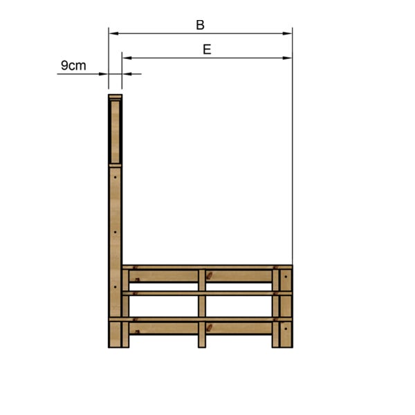 Technische Zeichnung eines Hochbeets mit Maßangaben
