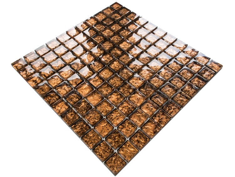 Glasmosaik auf Netz für Bad und Küche 30cm x 30cm  - Baltic Amber