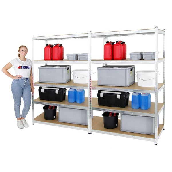 PROREGAL Mega Deal 2x Schwerlastregal Ragnar HxBxT 180 x 120 x 60 cm Fachlast 175 kg Verzinkt