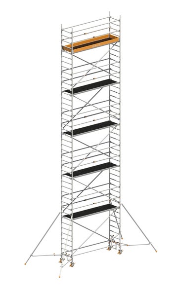 Layher Rollgerüst Uni Standard P2 mit Uni Telegeländer und ausziehbaren Gerüststützen 12,20m AH