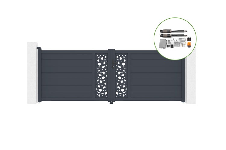 Schwenktor 3,5 m SUNNY H.120 cm Aluminium + TANKER B700 Motorisierung