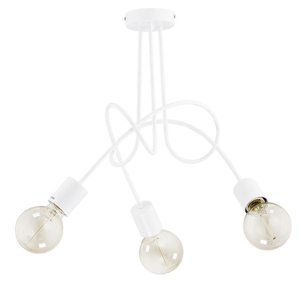 Moderne Deckenleuchte mit drei Pendeln und runder Deckenbefestigung für Glühlampen