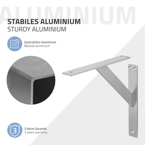 ML-Design 4 Stück Regalhalterung 240x240 mm, Silber, Aluminium, Schwebende Regalhalterungen, Regalwinkel, Wandhalterung für Regalbrett, Regalträger für Wandmontage, Wandregal Wandkonsole Regalstütze