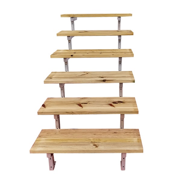 OSLO - Stahltreppe Außen H105cm 6 Treppenstufen Holz KDI Breite 100cm