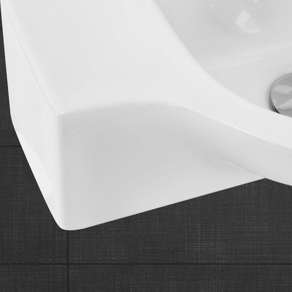 ML-Design Waschbecken aus Keramik in Weiß, 44,5x25,5x12 cm, Oval, klein, Hahnloch rechts, Wandmontage oder Aufsatzwaschbecken, Moderne Waschtisch Waschschale Waschplatz Handwaschbecken, für Badezimmer