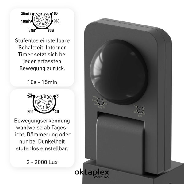 Oktaplex Tea Bewegungsmelder 360 Grad anthrazit IP65 schwenkbar für Wand / Decke