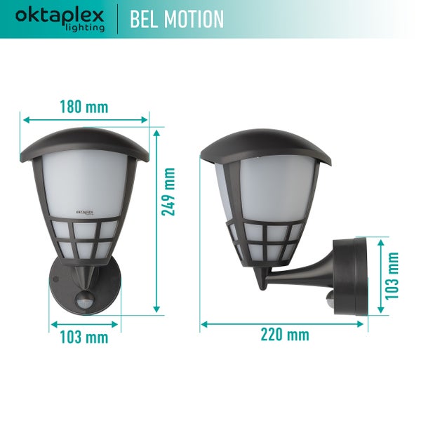 Aussenlampe E27 Bewegungsmelder anthrazit IP54 Wandlaterne für Außenbereich wechselbares Leuchtmittel 230V vielseitig einsetzbar