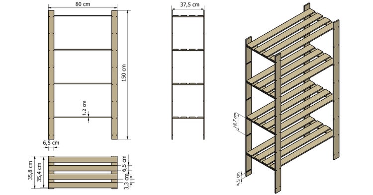 PROREGAL Holzregal Pinepeak HxBxT 150 x 80 x 38 cm 4 Fachboden 1,2 cm Dickes Kiefernholz Grau