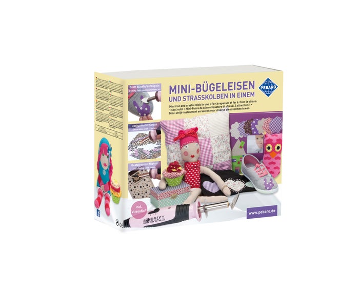 Pebaro Mini Buegeleisen und Strasskolben Set zum Verzieren von Textilien