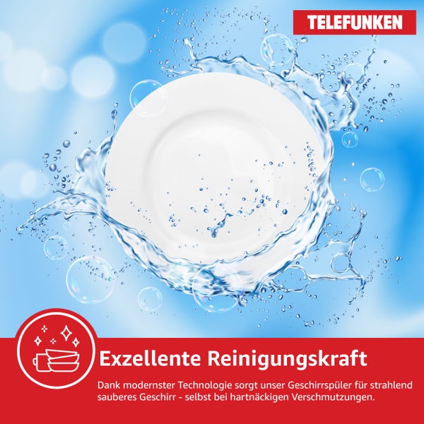 Telefunken Unterbau-Geschirrspüler Spülmaschine 60cm 12 Gedecke 9 Programme AquaStop 44 dB G-EU-6014-C-I