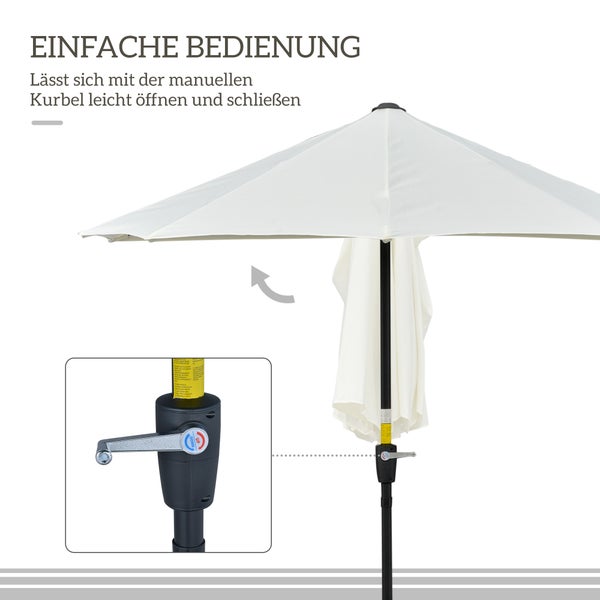Sonnenschirm mit manueller Kurbel zum einfachen Öffnen und Schließen.