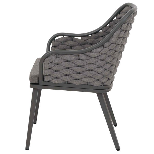 Gartenstuhl mit Armlehne, Rattangeflecht und Metallgestell