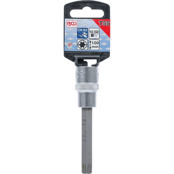 BGS Bit-Einsatz Länge 100 mm Antrieb Innenvierkant 12,5 mm (1/2) T-Profil (für Torx) T55 - 4475