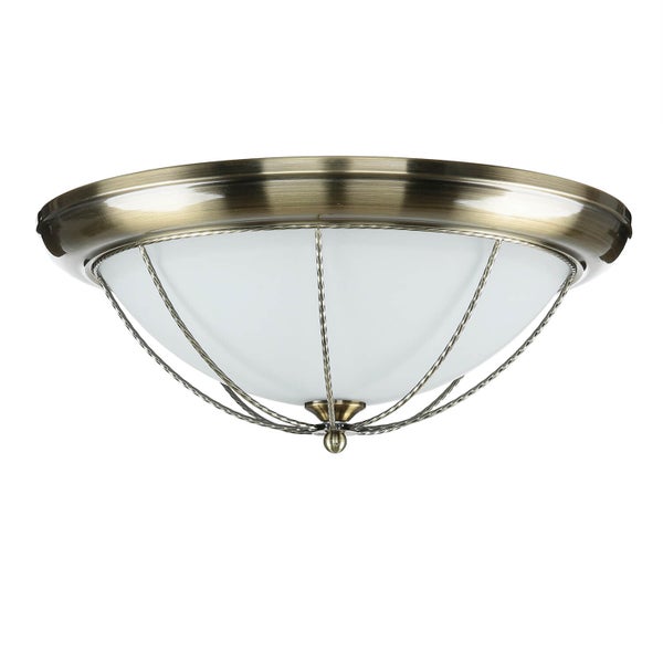 Deckenleuchte mit Glasschirm und Metallgestell