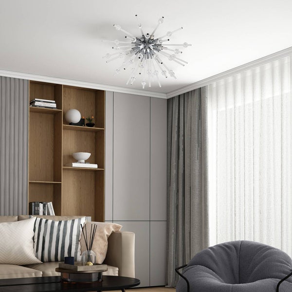 Lucande Deckenlampe Kirai (Design, Modern) in Chrom aus Metall (6 flammig G9) - Design Deckenleuchte Lampe Wohnzimmerleuchte